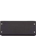under view of Hermès Kelly 28 Sellier in black Epsom leather