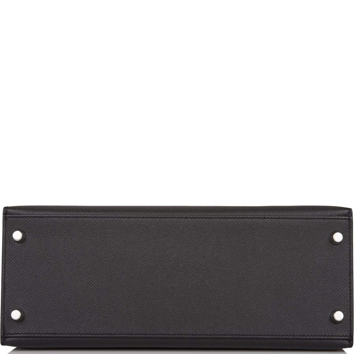 under view of Hermès Kelly 28 Sellier in black Epsom leather