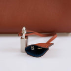 Hermes Kelly 28 Retourne Sienne Verso Deep Blue Evercolor leather with Palladium Hardware, The bag placed on a