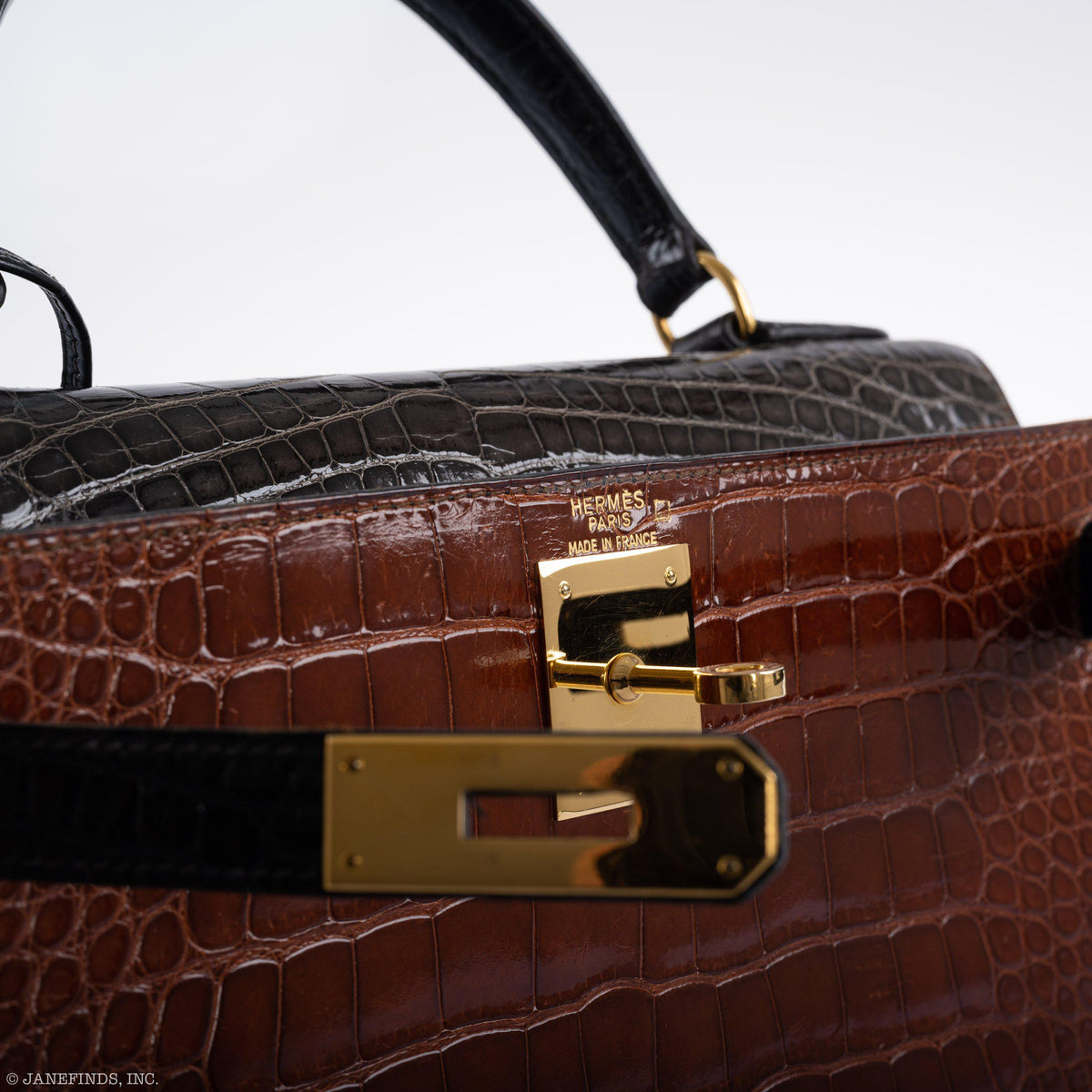 The bag placed on a wooden surface