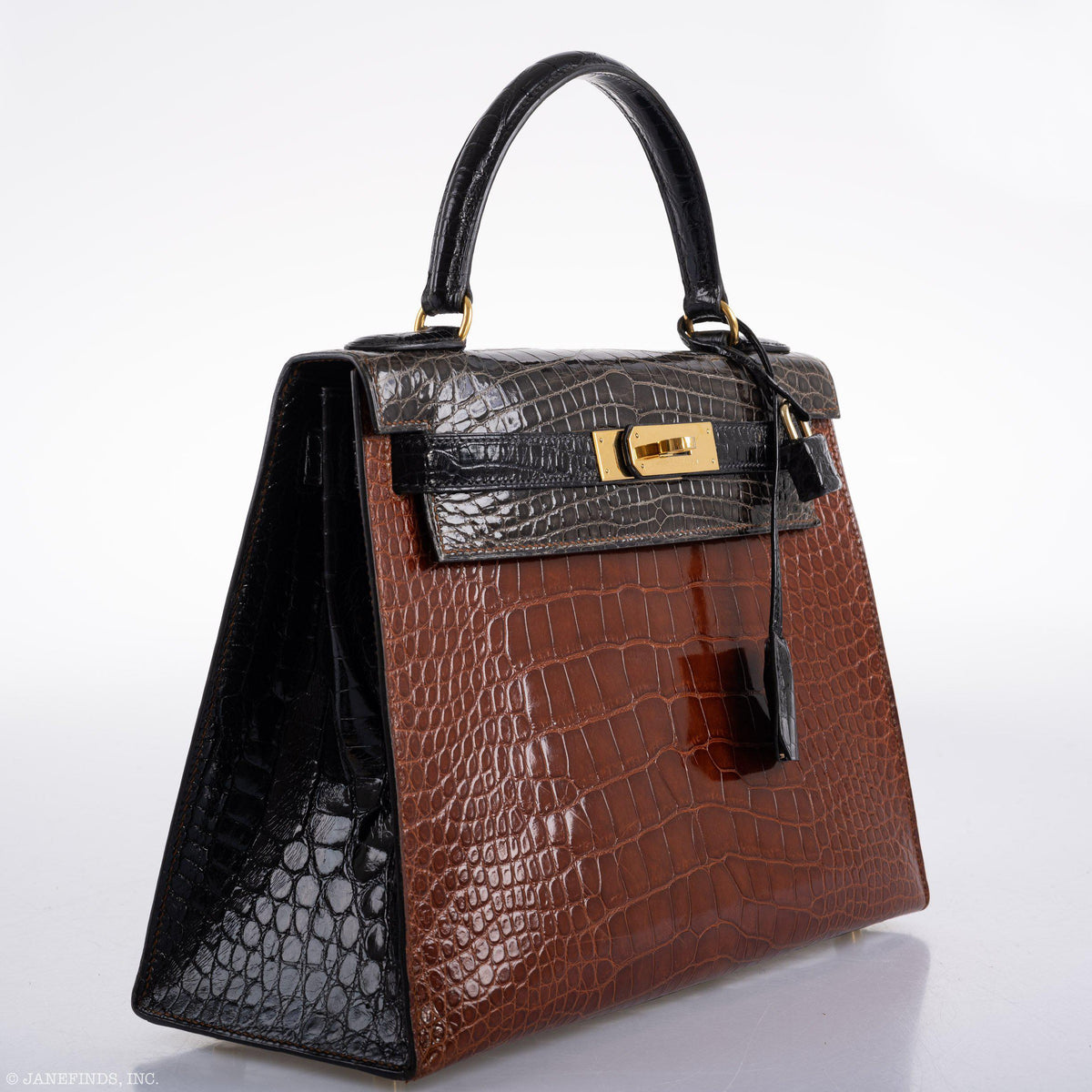 A back view of the bag, showing the black alligator panel