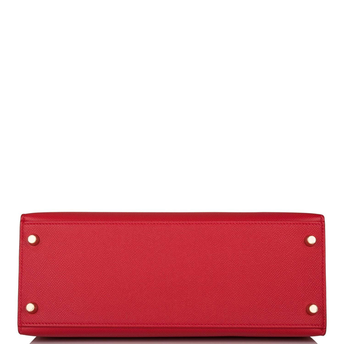 Hermes Rouge Casaque Epsom Sellier Kelly 28cm Gold Hardware, Interior view of Kelly 28 with chevre lining and