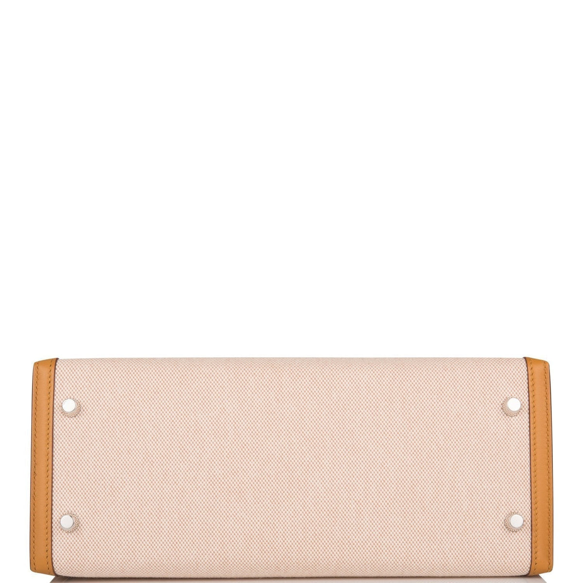 Hermes Sesame Toile and Swift Sellier Kelly 28cm Palladium Hardware, Interior of Kelly 28 with zip and open po