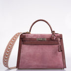 Hermes Unique HSS Kelly 32 Sellier Rose Indienne Doblis Suede & Mauve Lizard with Palladium Hardware - 2012, N Square - product image 10