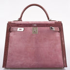 Hermes Unique HSS Kelly 32 Sellier Rose Indienne Doblis Suede & Mauve Lizard with Palladium Hardware - 2012, N Square - product image 8