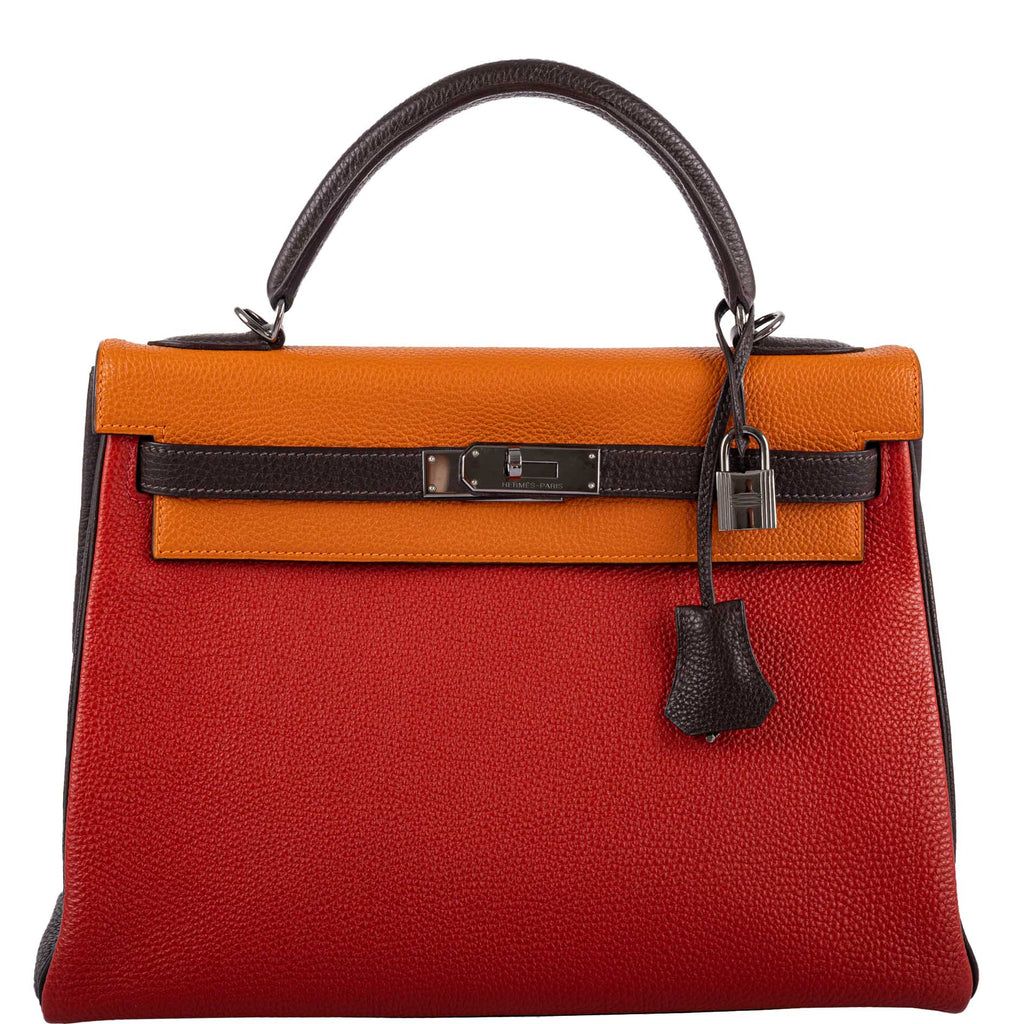 Hermes Kelly 32 Retourne Tri-Color, front view