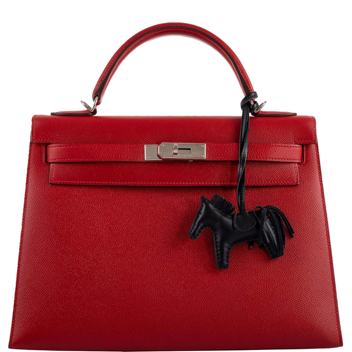 Hermes Kelly 32 Rouge Casaque Epsom, Kelly 32 handbag in Rouge Casaque Epsom leather with palladium hardware.
