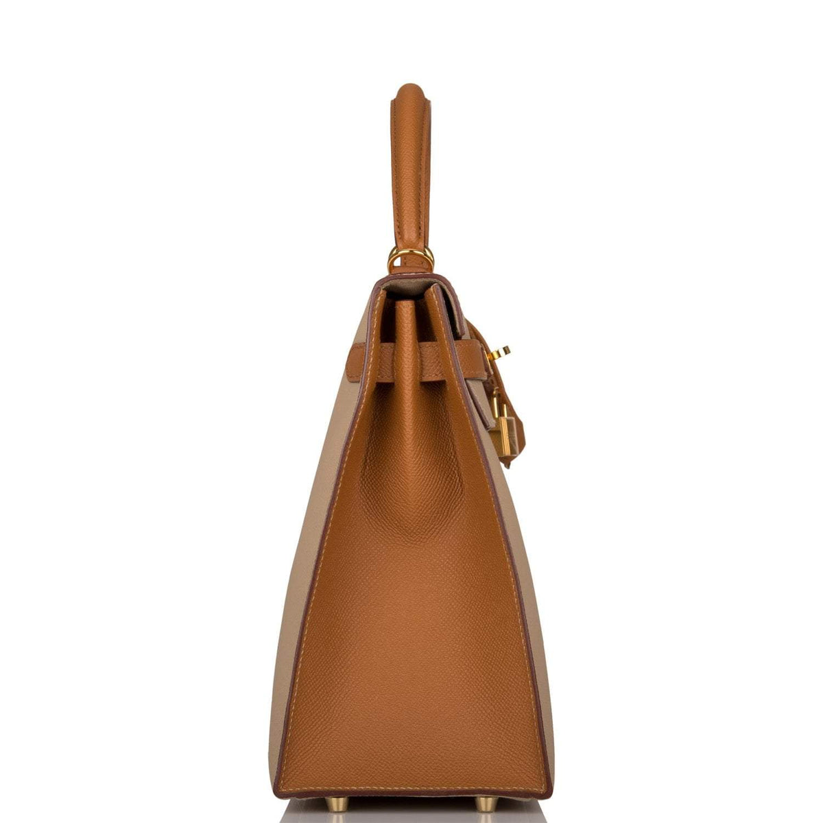 Hermes Kelly 32 Sellier two-tone Trench and Gold Epsom leather bag with gold-tone hardware, product photo 3