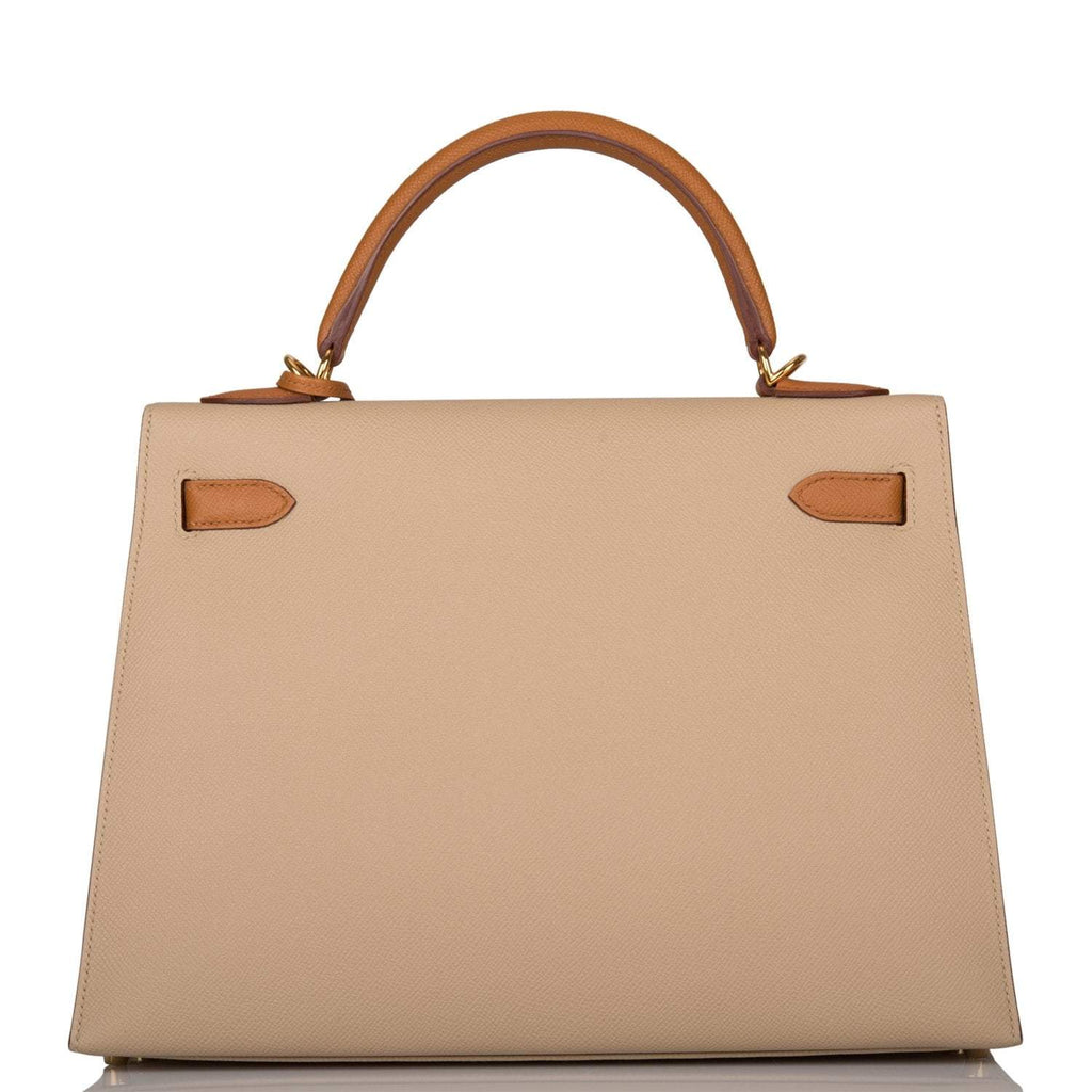 Hermes Kelly 32 Sellier two-tone Trench and Gold Epsom leather bag with gold-tone hardware, product photo 4