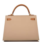 Hermes Kelly 32 Sellier two-tone Trench and Gold Epsom leather bag with gold-tone hardware, product photo 4