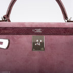 Hermes Unique HSS Kelly 32 Sellier Rose Indienne Doblis Suede & Mauve Lizard with Palladium Hardware - 2012, N Square - product image 9