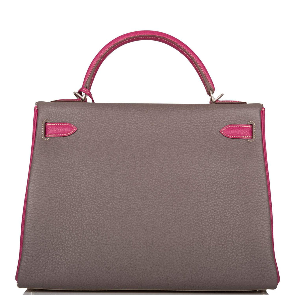 Hermes Kelly Retourne 32 Tosca, Gris Tourterelle and Etain Togo Brushed Palladium Hardware, Gris Tourterelle and Etain Togo B