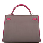 Hermes Kelly Retourne 32 Tosca, Gris Tourterelle and Etain Togo Brushed Palladium Hardware, Gris Tourterelle and Etain Togo B
