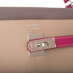Hermes Kelly Retourne 32 Tosca, Gris Tourterelle and Etain Togo Brushed Palladium Hardware, Gris Tourterelle and Etain Togo B