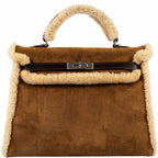Hermes Kelly 35 Retourne Teddy Shearling, front view