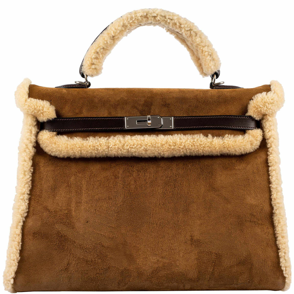 Hermes Kelly 35 Retourne Teddy Shearling, front view