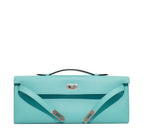 Hermès Kelly Cut Clutch Bag Blue Atoll