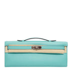 Hermès Kelly Cut Clutch Bag Blue Atoll