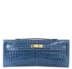 Hermès Kelly Cut Bag Blue Colvert Crocodile