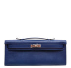 Hermès Kelly Cut Clutch Bag Blue Epsom Leather