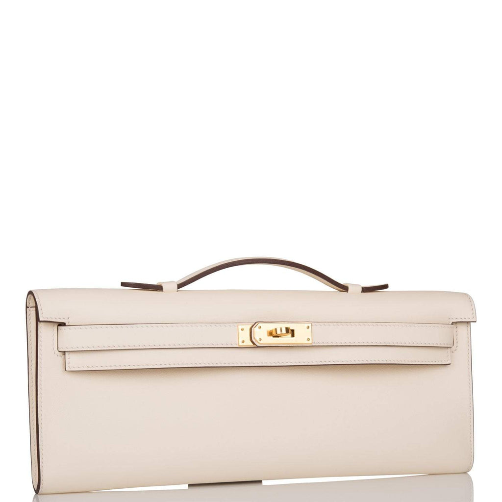 Close-up of the gold-tone hardware and toggle closure on the Kelly Cut