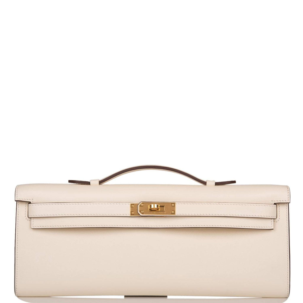 Front view of the Hermes Kelly Cut in Nata Swift leather