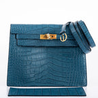 Hermes Kelly Danse Blue Colvert Matte Alligator with Gold Hardware - 2019, D - back view