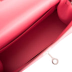 Hermes Rose Azalee Evercolor Kelly Danse Palladium Hardware, the Kelly Danse, showcasing its streamlined desig