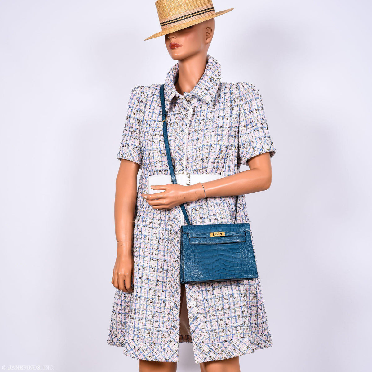 Hermes Kelly Danse Blue Colvert Matte Alligator with Gold Hardware - 2019, D - side view