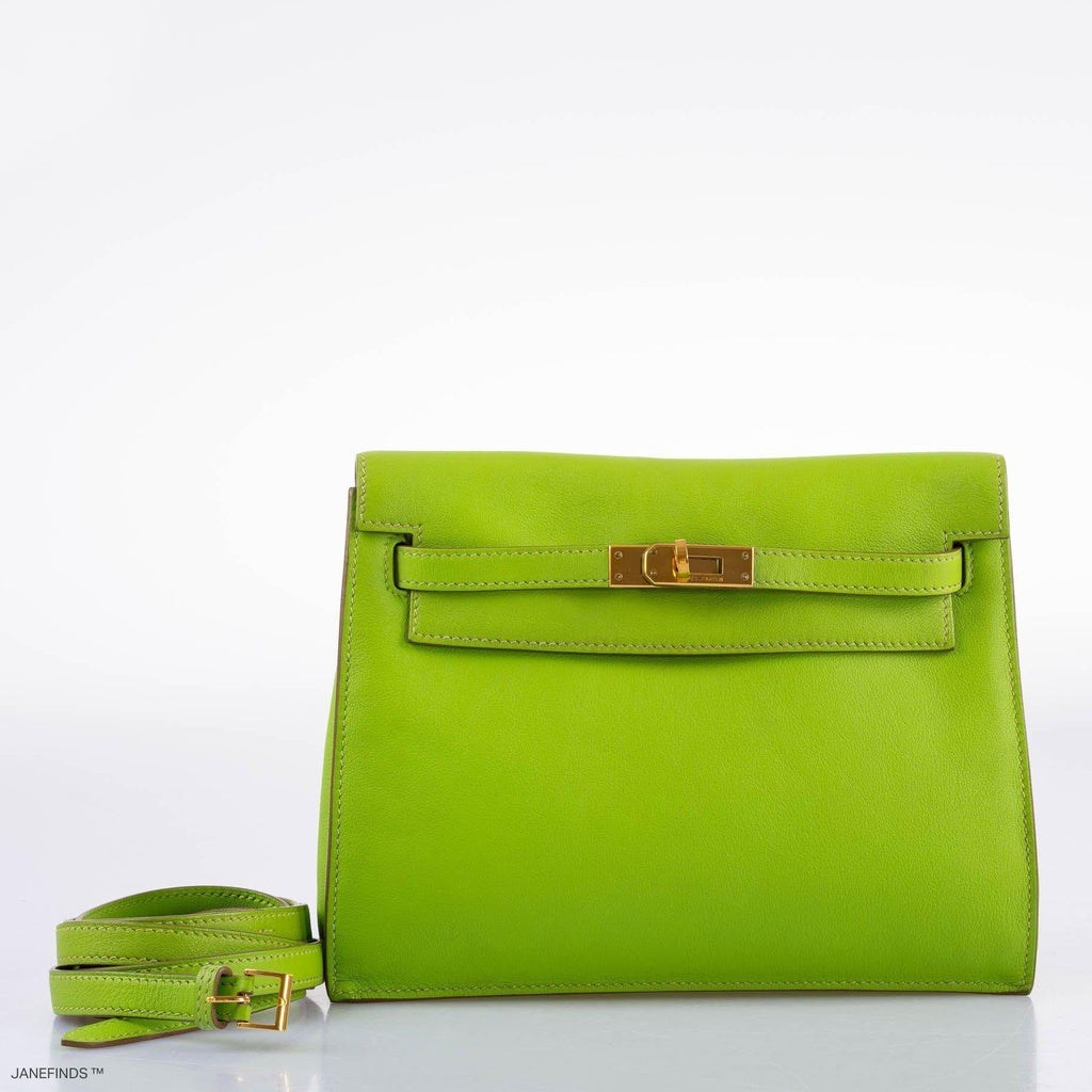 Hermes Kelly Danse II Vert Cru Swift with Gold Hardware, Kelly Danse II in Vert Cru Swift leather with gold ha