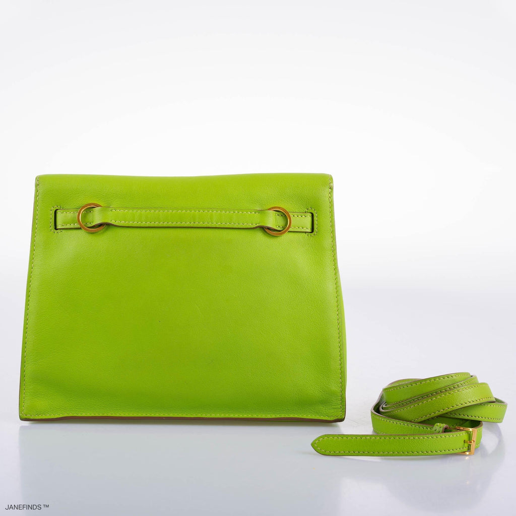 Hermes Kelly Danse II Vert Cru Swift with Gold Hardware, Kelly Danse II Vert Cru Swift leather with gold hardw