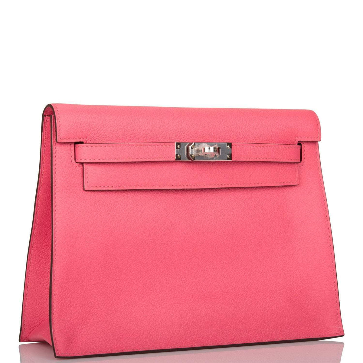 Hermes Rose Azalee Evercolor Kelly Danse Palladium Hardware, the palladium-tone hardware and toggle closure on