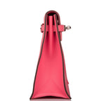 Hermes Rose Azalee Evercolor Kelly Danse Palladium Hardware, back view