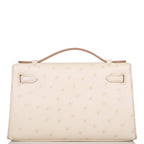 Hermes Kelly Pochette Beton Ostrich Gold Hardware - side view