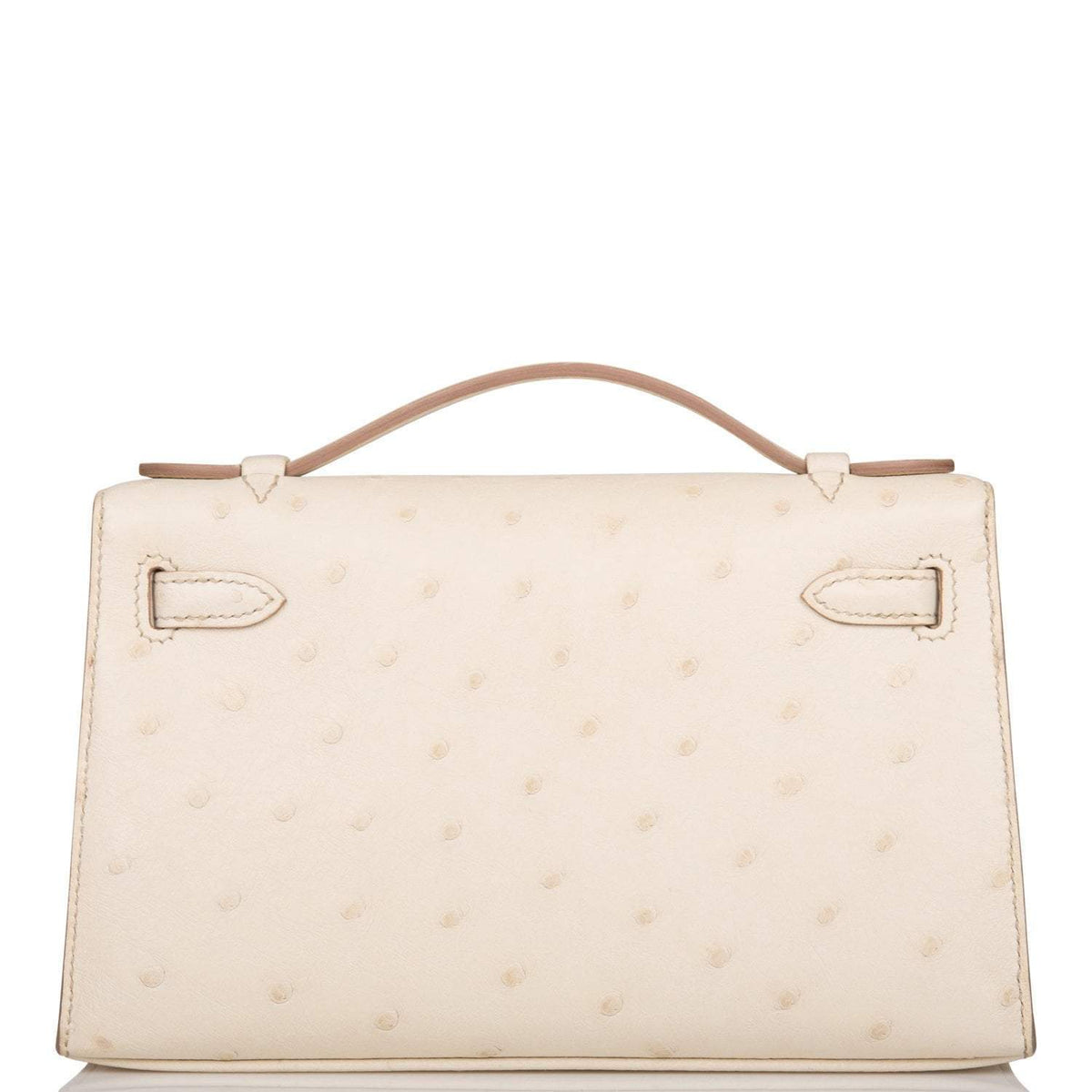Hermes Kelly Pochette Beton Ostrich Gold Hardware - side view