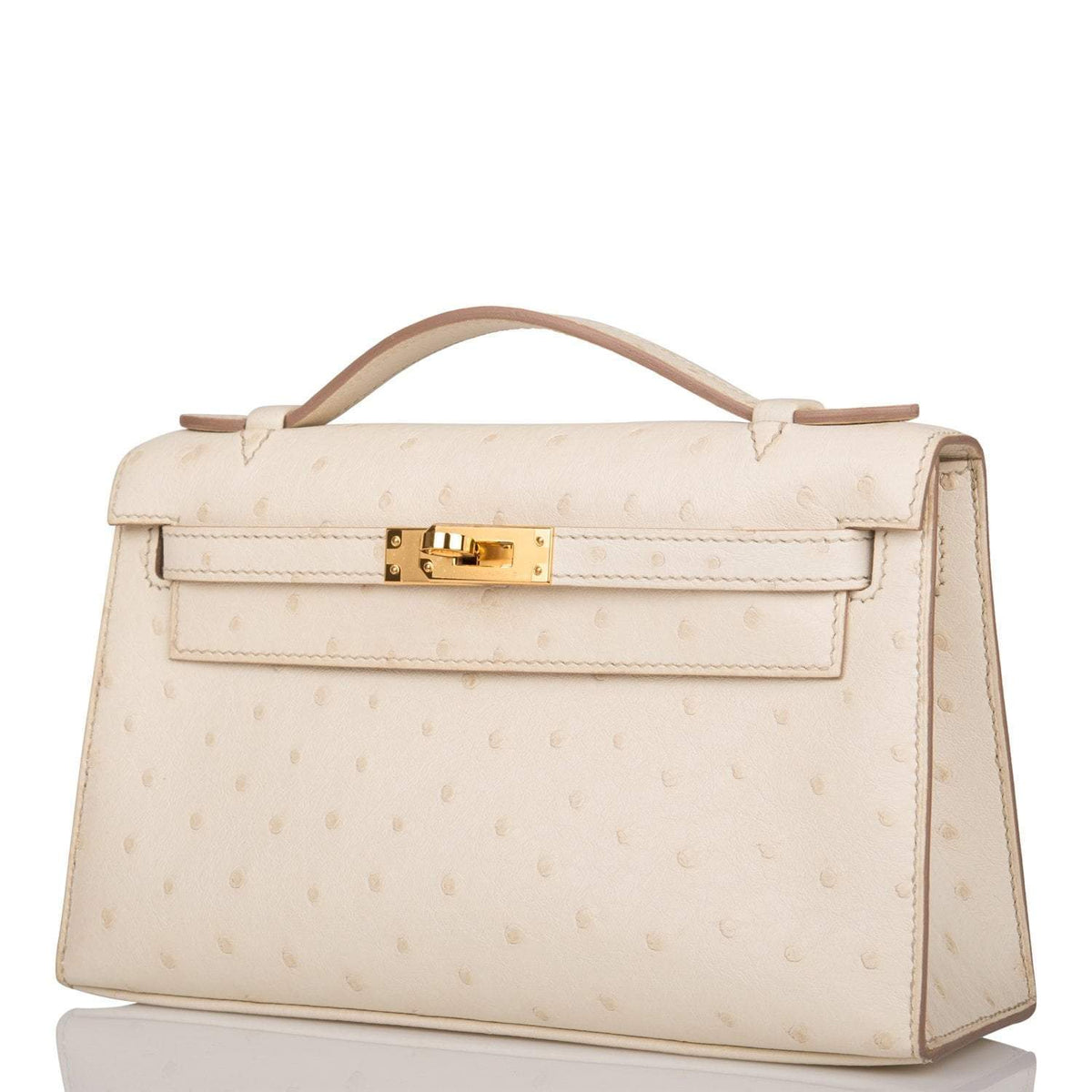 Hermes Kelly Pochette Beton Ostrich Gold Hardware - product image 5