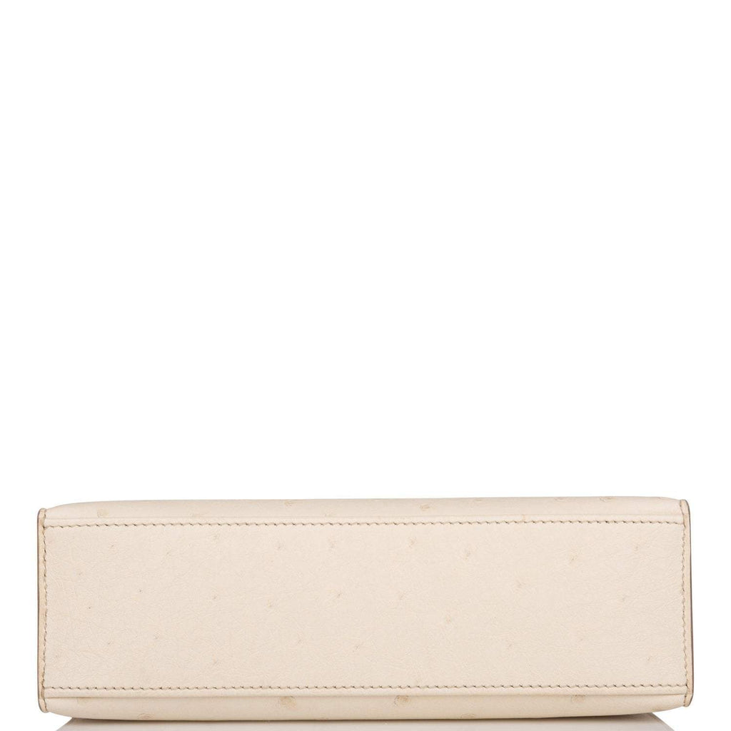 Hermes Kelly Pochette Beton Ostrich Gold Hardware - top view