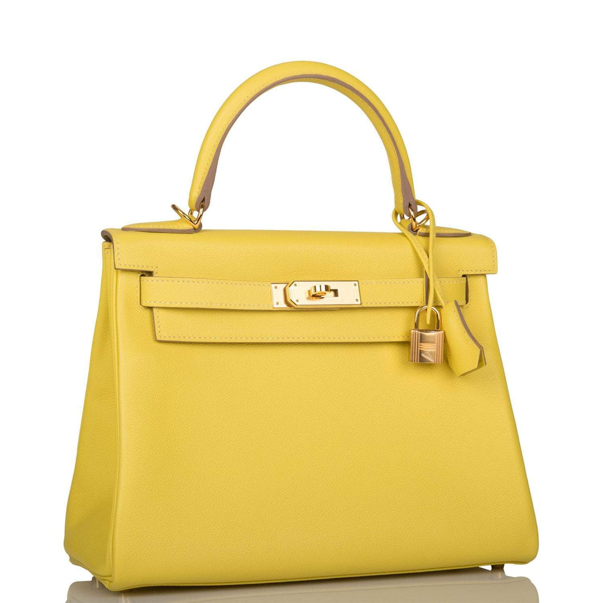 Hermes Kelly Retourne 28 Lime Evercolor Gold Hardware - hardware detail