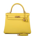 Hermes Kelly Retourne 28 Lime Evercolor Gold Hardware - front view