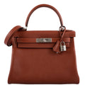 Hermes Kelly 28 Retourne Sienne Verso Deep Blue Evercolor leather with Palladium Hardware, the Kelly Retourne