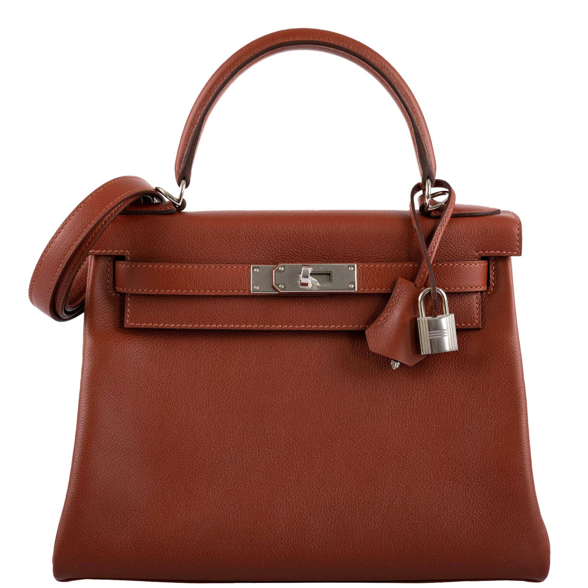 Hermes Kelly 28 Retourne Sienne Verso Deep Blue Evercolor leather with Palladium Hardware, the Kelly Retourne