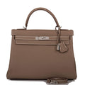 Hermes Kelly Retourne 32 Etoupe Togo Palladium Hardware - front view