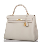 Hermes Kelly Retourne 32 Gris Perle Togo Gold Hardware - hardware detail