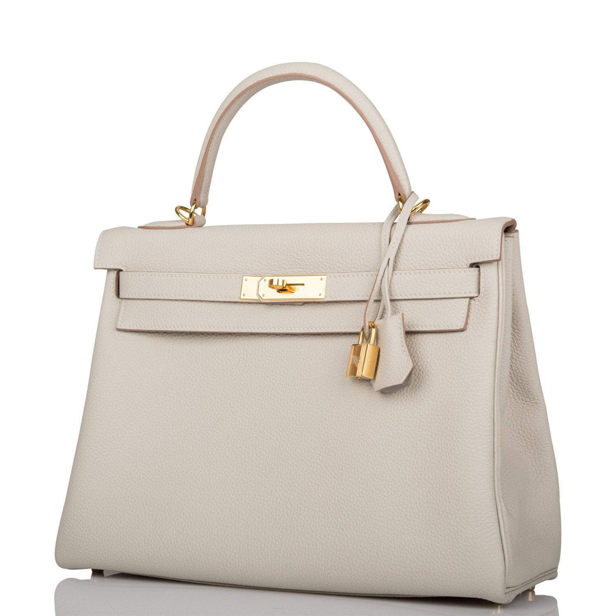 Hermes Kelly Retourne 32 Gris Perle Togo Gold Hardware - hardware detail