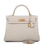 Hermes Kelly Retourne 32 Gris Perle Togo Gold Hardware - front view