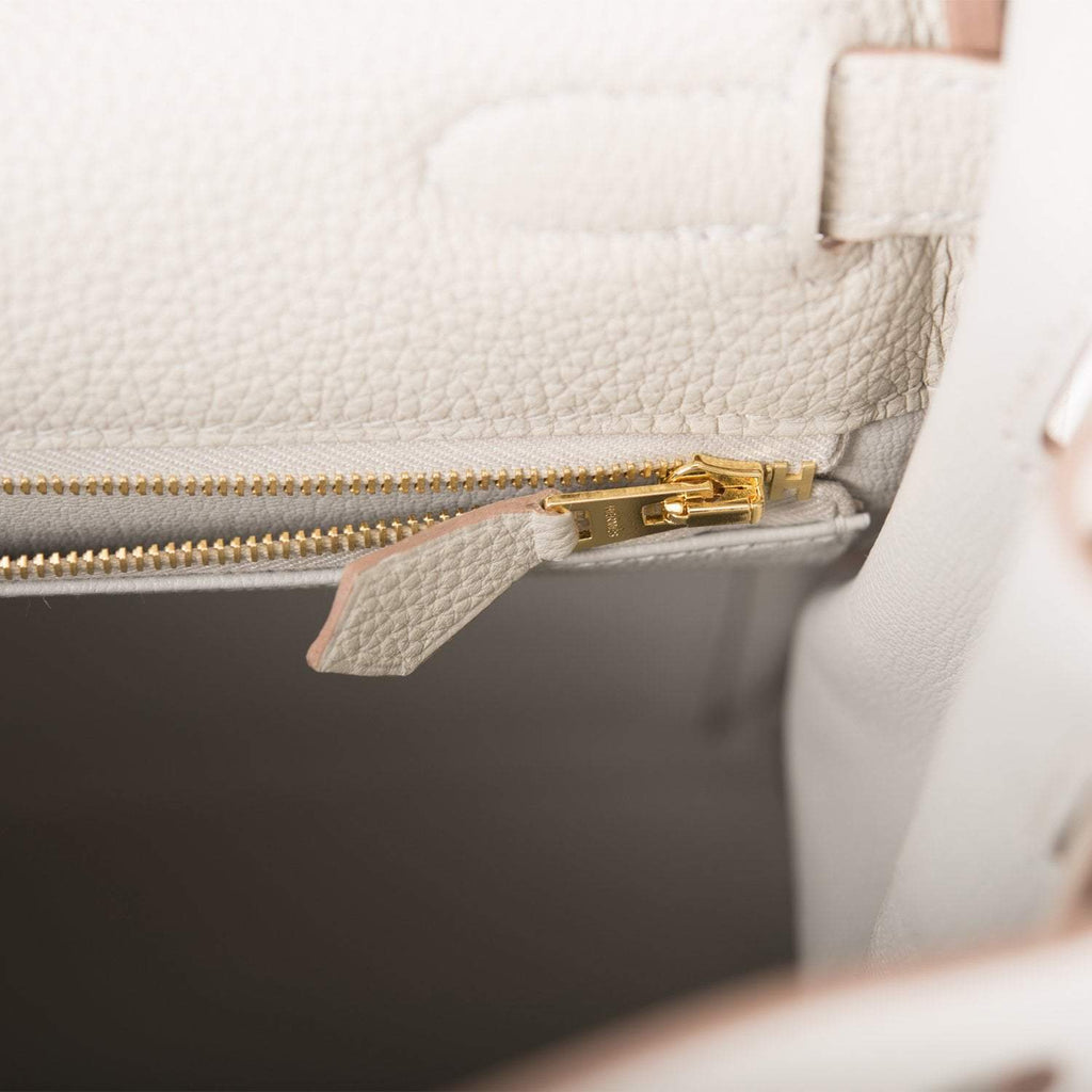 Hermes Kelly Retourne 32 Gris Perle Togo Gold Hardware - interior detail