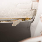 Hermes Kelly Retourne 32 Gris Perle Togo Gold Hardware - interior detail