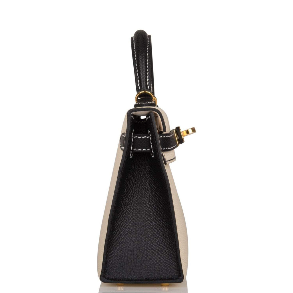 A close-up showing the contrast between the Nata and Black Epsom leather