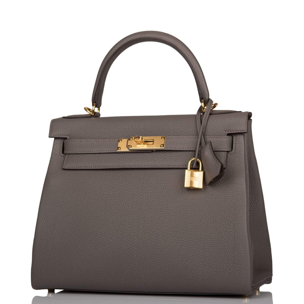 Hermes Kelly Retourne 28 Etain Togo Gold Hardware - hardware detail