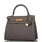 Hermes Kelly Retourne 28 Etain Togo Gold Hardware - hardware detail